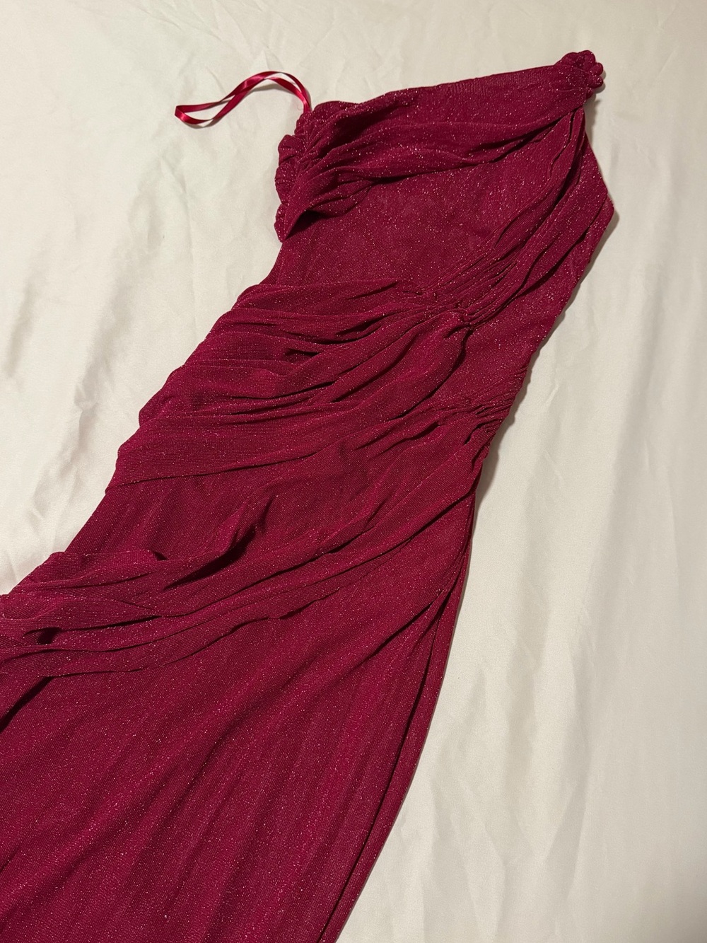 JLUXLABEL One-Shoulder Fuchsia Sparkle Evening Gown